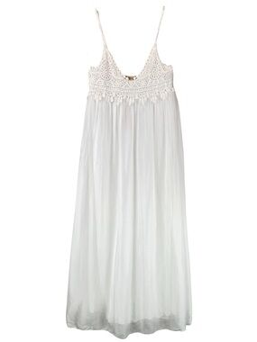 NWT Giusy Midi Dress Made in Italy White Silk Blend Flowy Goddess Sz M NEW